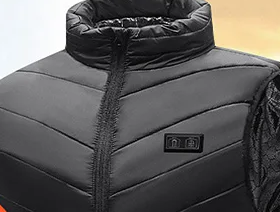 Someone wearing the Caloven heated vest outdoors in cold weather